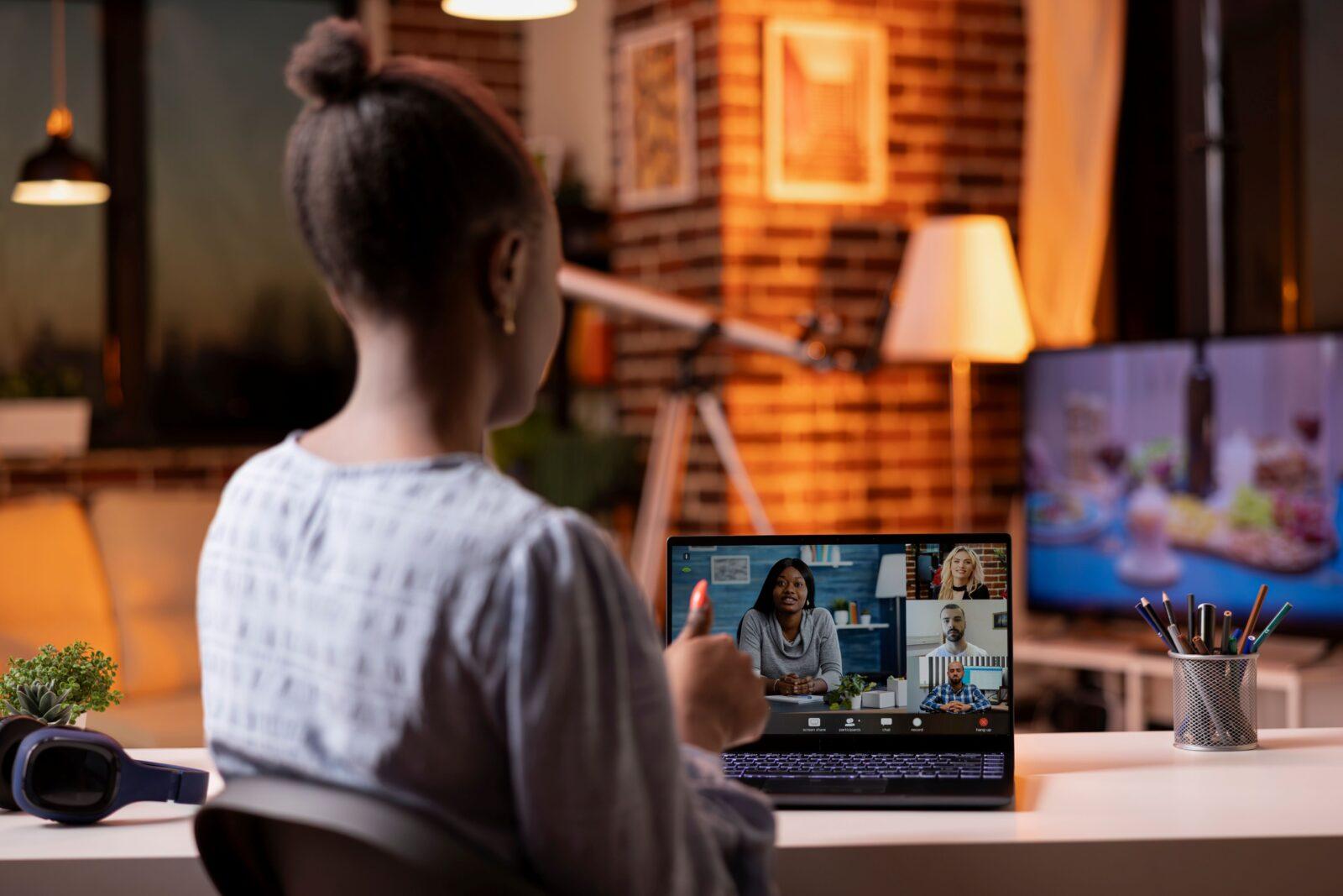Remote team video meeting discussing content strategy – relevant to OnlyFans agency hiring and digital creator collaboration